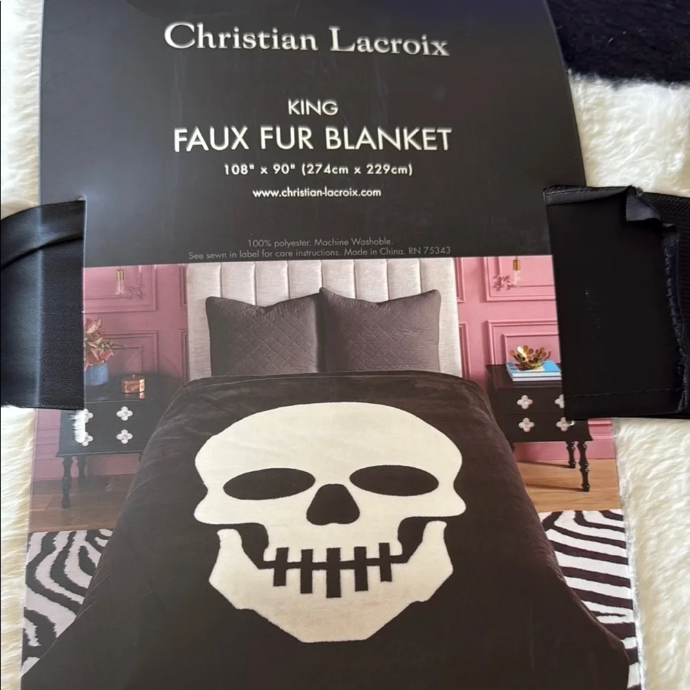 Christian Lacroix Black and White Skull Blanket
